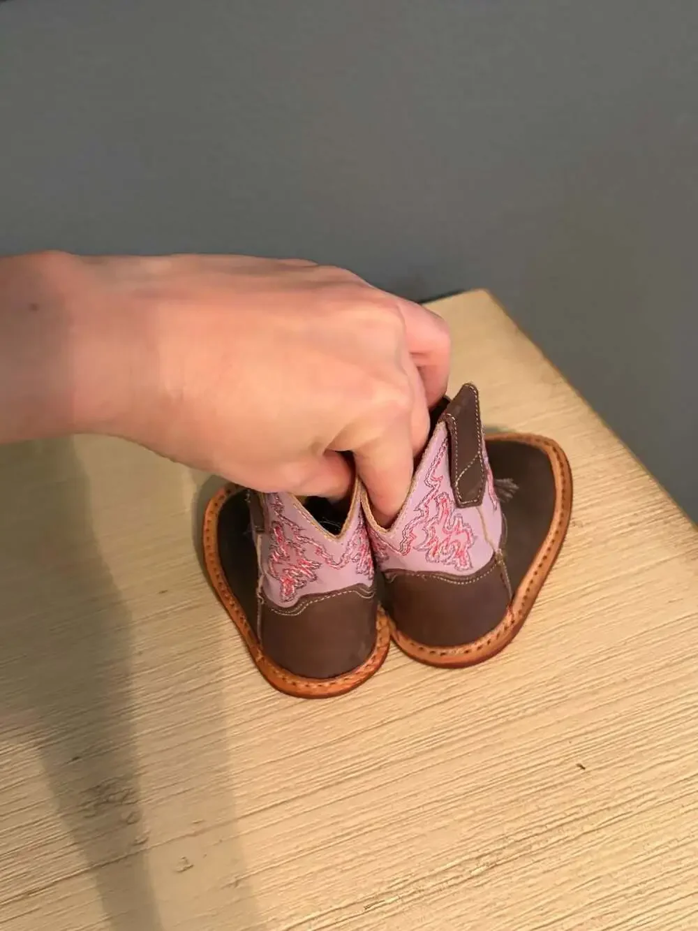 Roper Cowbabies Baby Toddler Brown Pink Square Toe Western Cowboy Boots Size 1